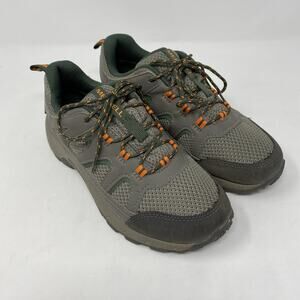 MERRELL Low Hiking Trail Shoes Kids Size 4 MK264771 Waterproof Green Orange Gray